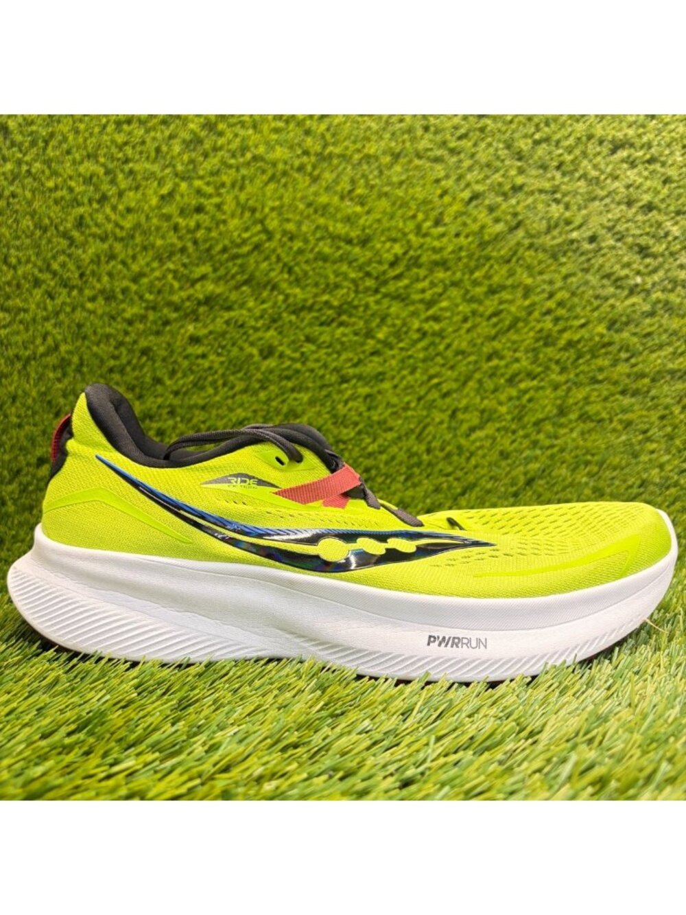 Saucony Ride 15 Mens Size 9.5 Acid Lime Yellow Black Running Shoes Sneakers